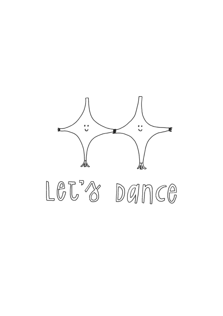 Jule Richter – Illustration & Animation: Daily sketch von zwei Sternen, die sich an den Händen halten und zum Tanz auffordern. Let´s dance!